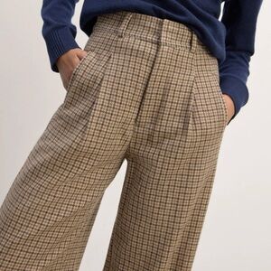 Everlane The Draper Pant in Camel Houndstooth Wool - Wide Leg & High Rise Sz 10